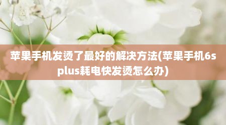 苹果手机发烫了最好的解决方法(苹果手机6splus耗电快发烫怎么办)