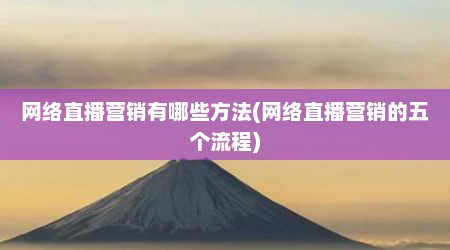 网络直播营销有哪些方法(网络直播营销的五个流程)