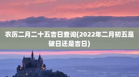 农历二月二十五吉日查询(2022年二月初五是破日还是吉日)