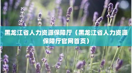 黑龙江省人力资源保障厅（黑龙江省人力资源保障厅官网首页）