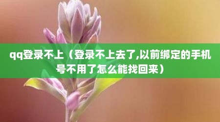 qq登录不上（登录不上去了,以前绑定的手机号不用了怎么能找回来）